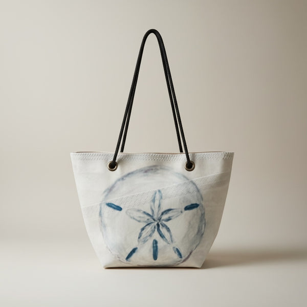 Recycled Sail Sand Dollar Tote Bag: Original Art Crossbody – Medium