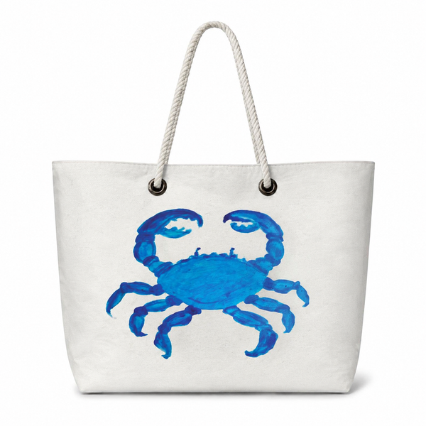 Blue Crab Recycled Sail Bag | Original Florida Coastal Art – Large