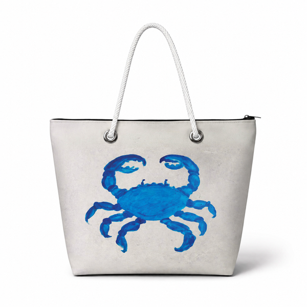 Blue Crab Recycled Sail Bag | Original Florida Coastal Art – Medium