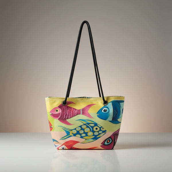 Recycled Sail Fish Art Tote, Crossbody and Wristlet