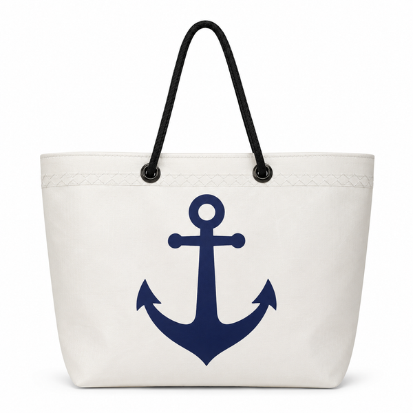 Navy Anchor Recycled Sail Bag | Original Nautical Art – Large