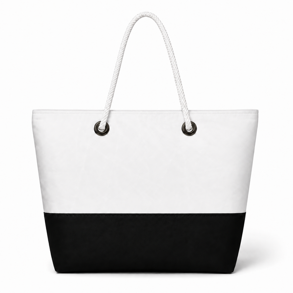 Plain White with Black Bottom Recycled Sail Bag – Large