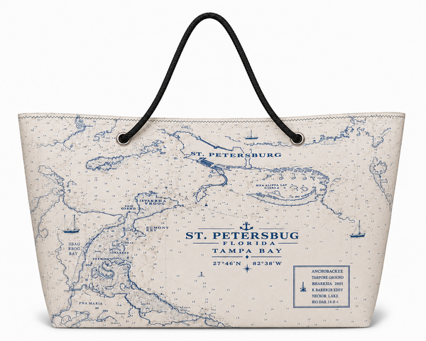 St. Pete Chart Recycled Sail Bag | St. Petersburg Nautical Art – XXL