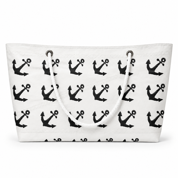 White Anchor Recycled Sail Bag | Original Nautical Art – XXL