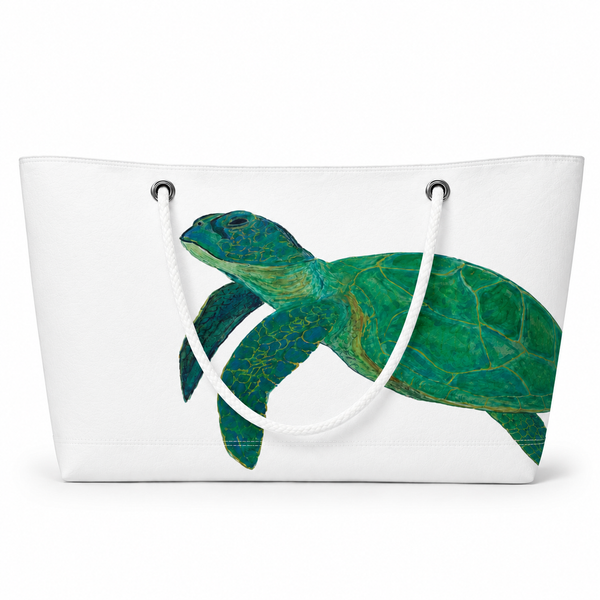 White Sea Turtle Recycled Sail Bag | Original Florida Art – XXL