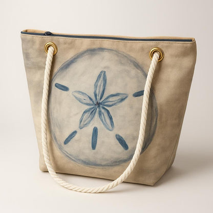Recycled Sail Sand Dollar Tote Bag: Original Art Crossbody
