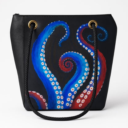 Recycled Sailcloth Octopus Art Tote Bag: Crossbody or Wristlet