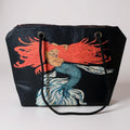 Recycled Sail Mermaid Art Tote Bag: Red Hair