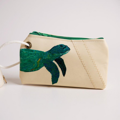Recycled Sail Tote Bag: Sea Turtle Art, Waterproof Lining