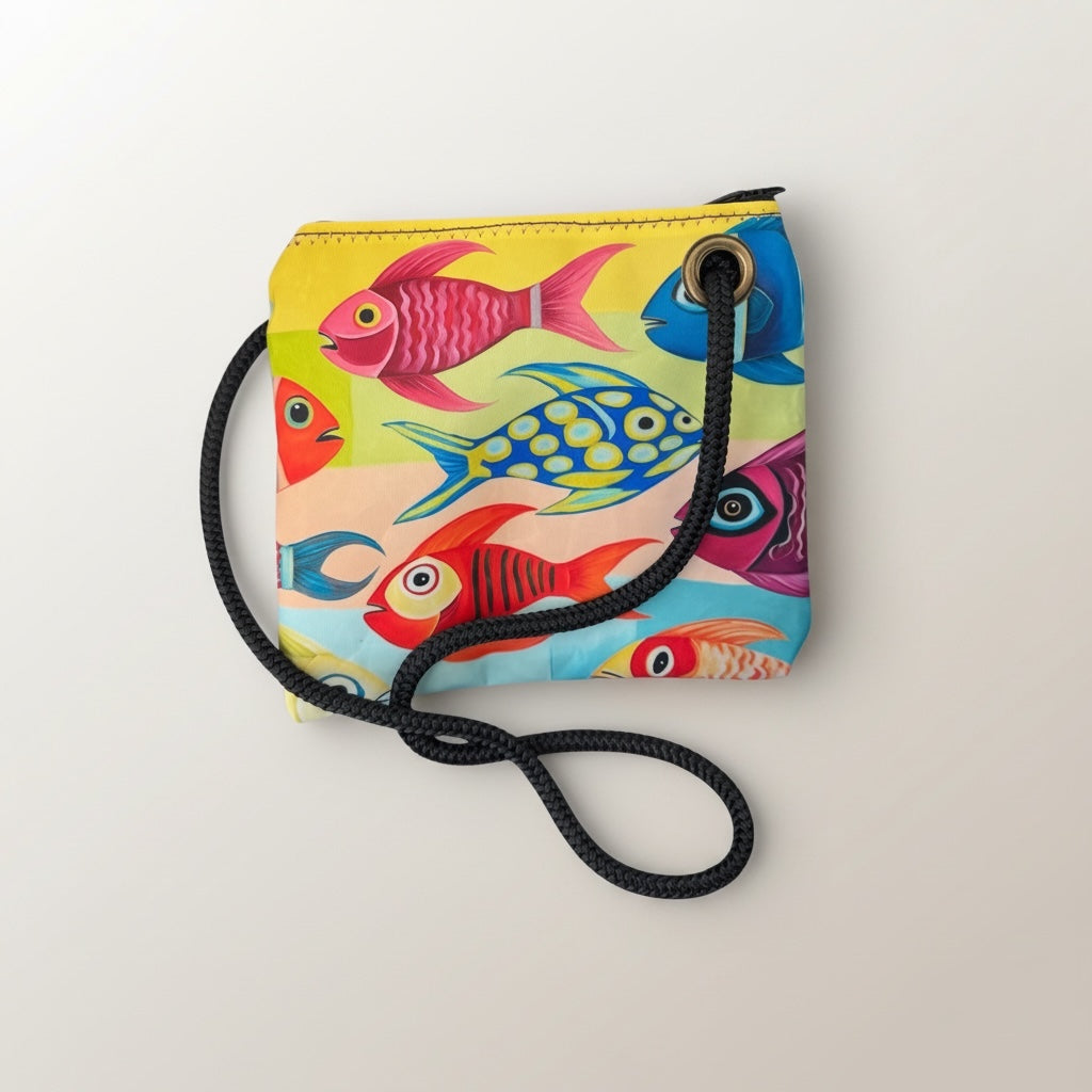 Recycled Sail Fish  Art Tote, Crossbody and Wristlet