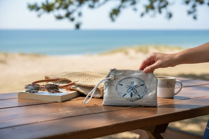 Recycled Sail Sand Dollar Tote Bag: Original Art Crossbody