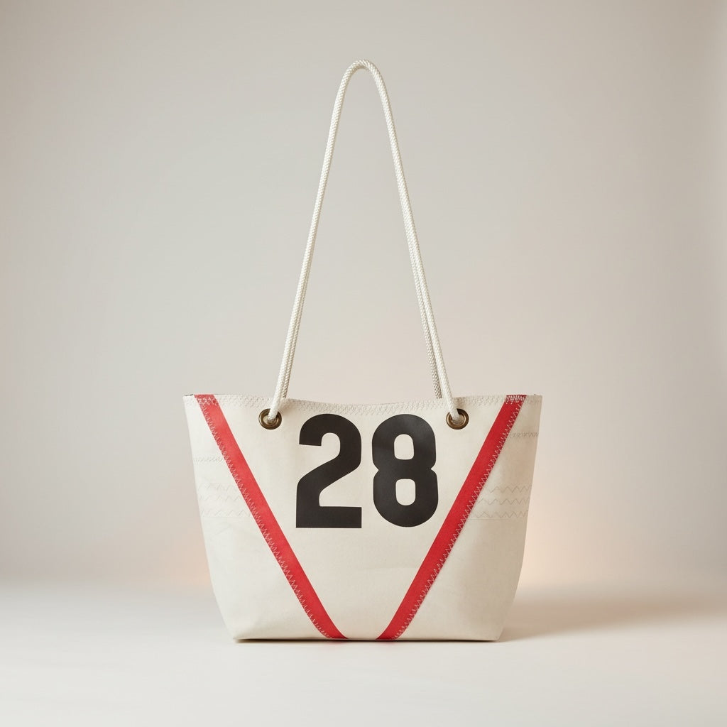 Custom recycled sail tote – design view 2, handcrafted in Florida
