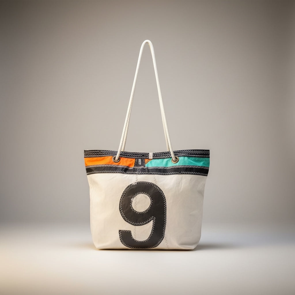 Custom recycled sail tote – design view 3, handcrafted in Florida