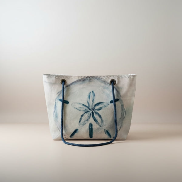 Recycled Sail Sand Dollar Tote Bag: Original Art Crossbody – Large