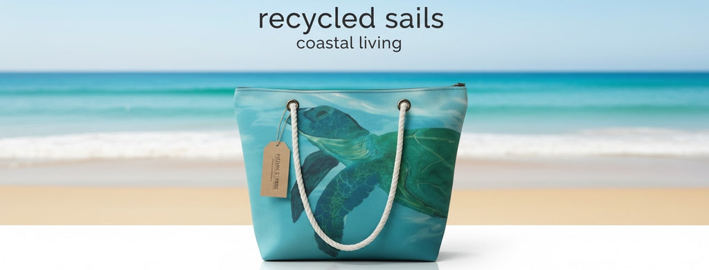 Original Sea Turtle Art Recycled Sail Tote Bag
