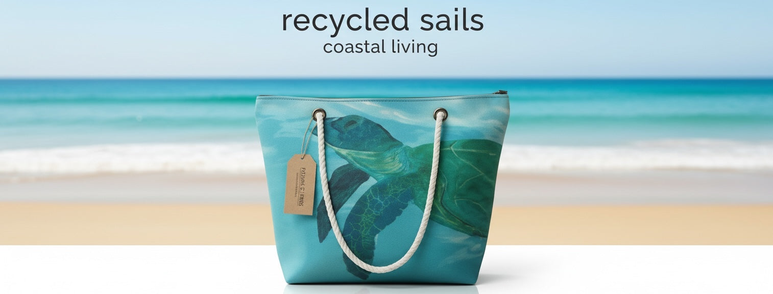 Original Sea Turtle Art Recycled Sail Tote Bag