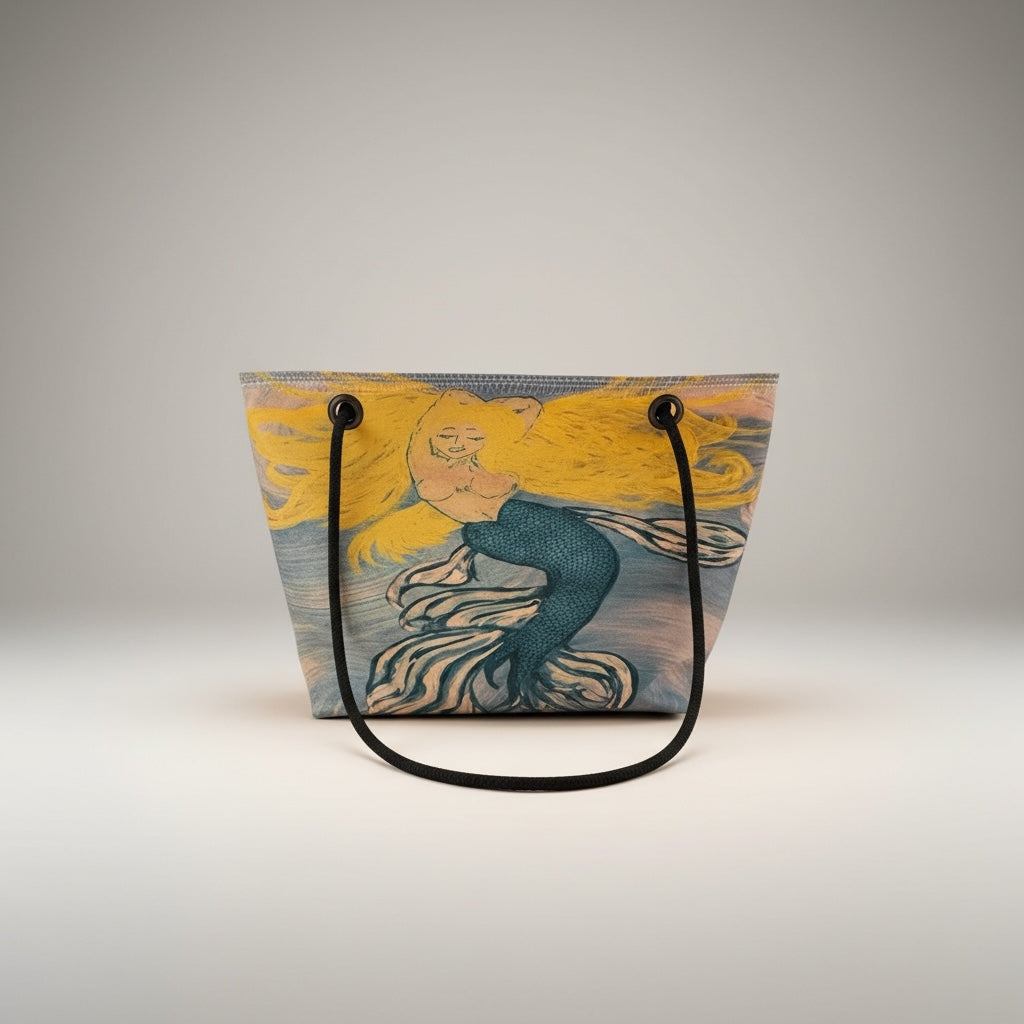 Recycled Sail Original Art Mermaid Tote, Crossbody, Wristlet