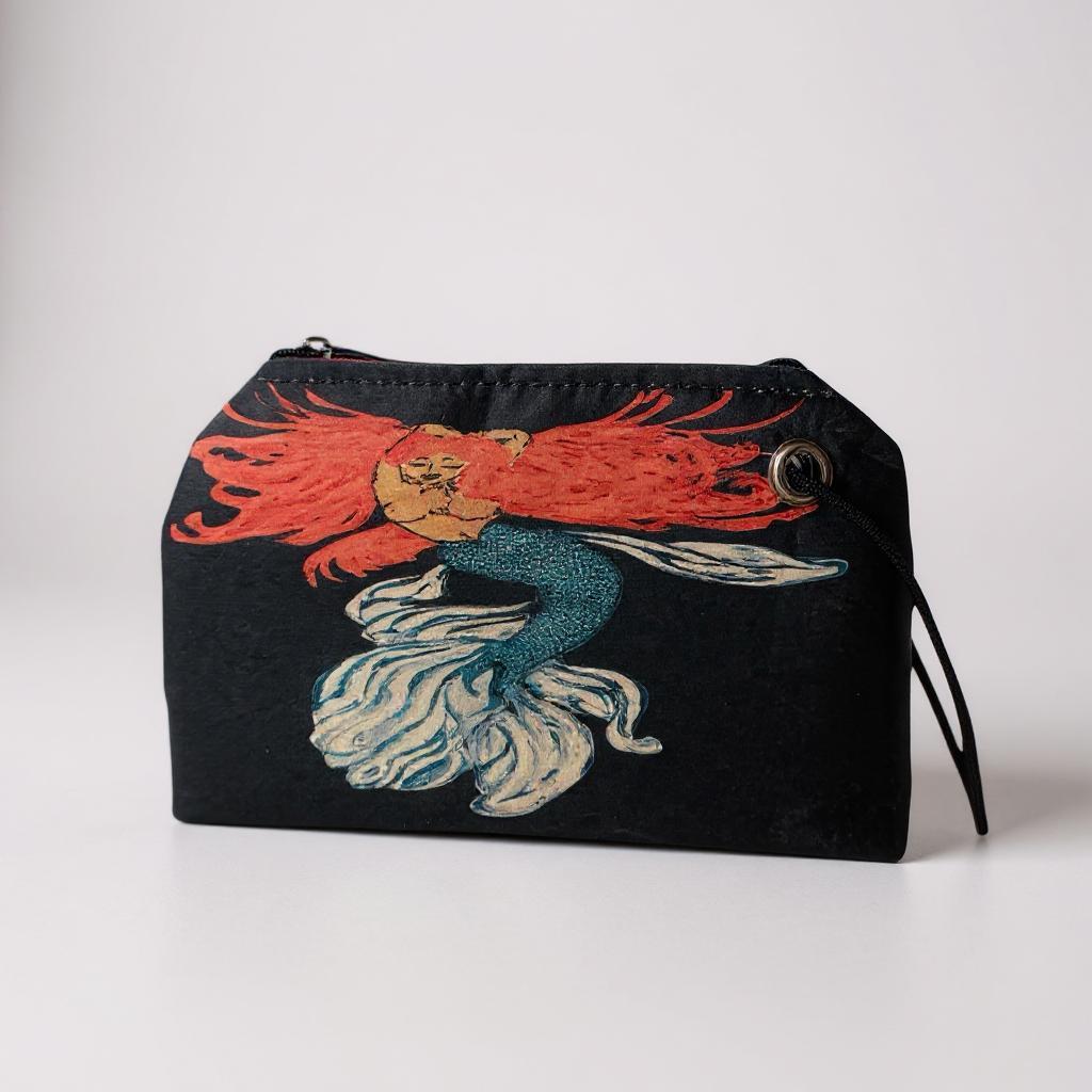 Recycled Sail Mermaid Art Tote Bag: Red Hair