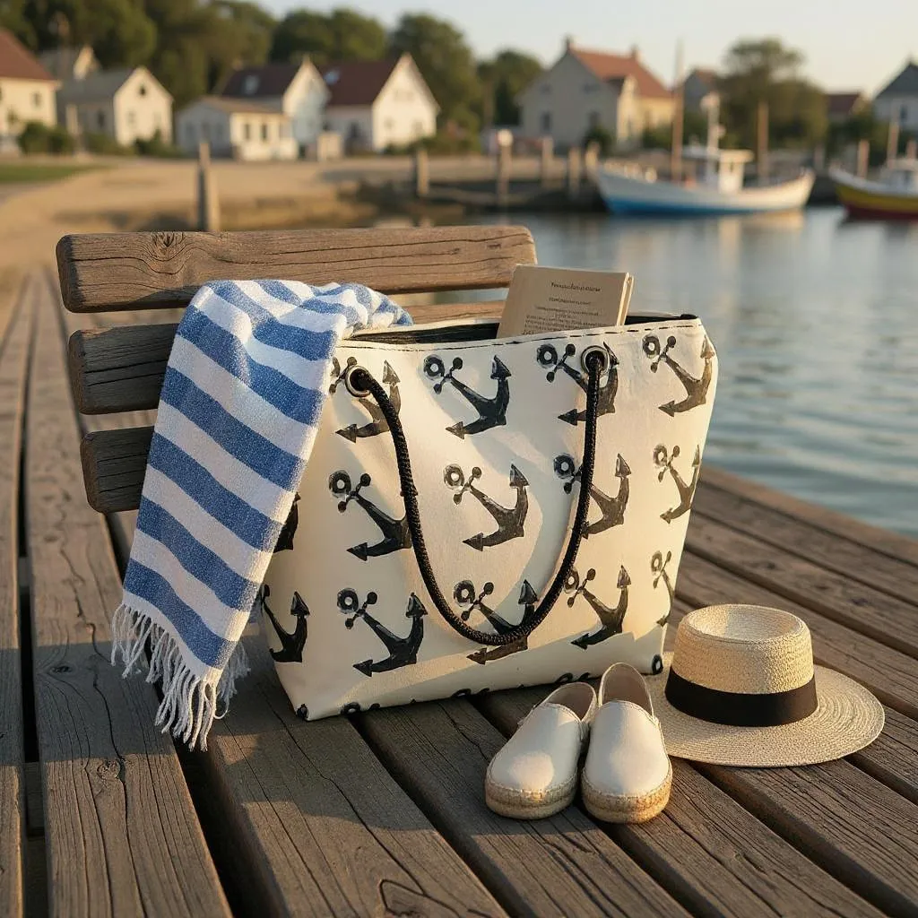 White Anchor Recycled Sail Bag | Original Nautical Art