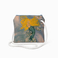 Blonde Mermaid crossbody recycled sail bag with zipper closure and white rope strap