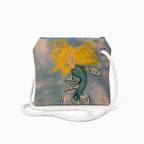 Blonde Mermaid crossbody recycled sail bag with zipper closure and white rope strap