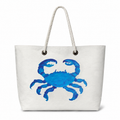 Blue Crab large recycled sail tote with original Florida coastal artwork