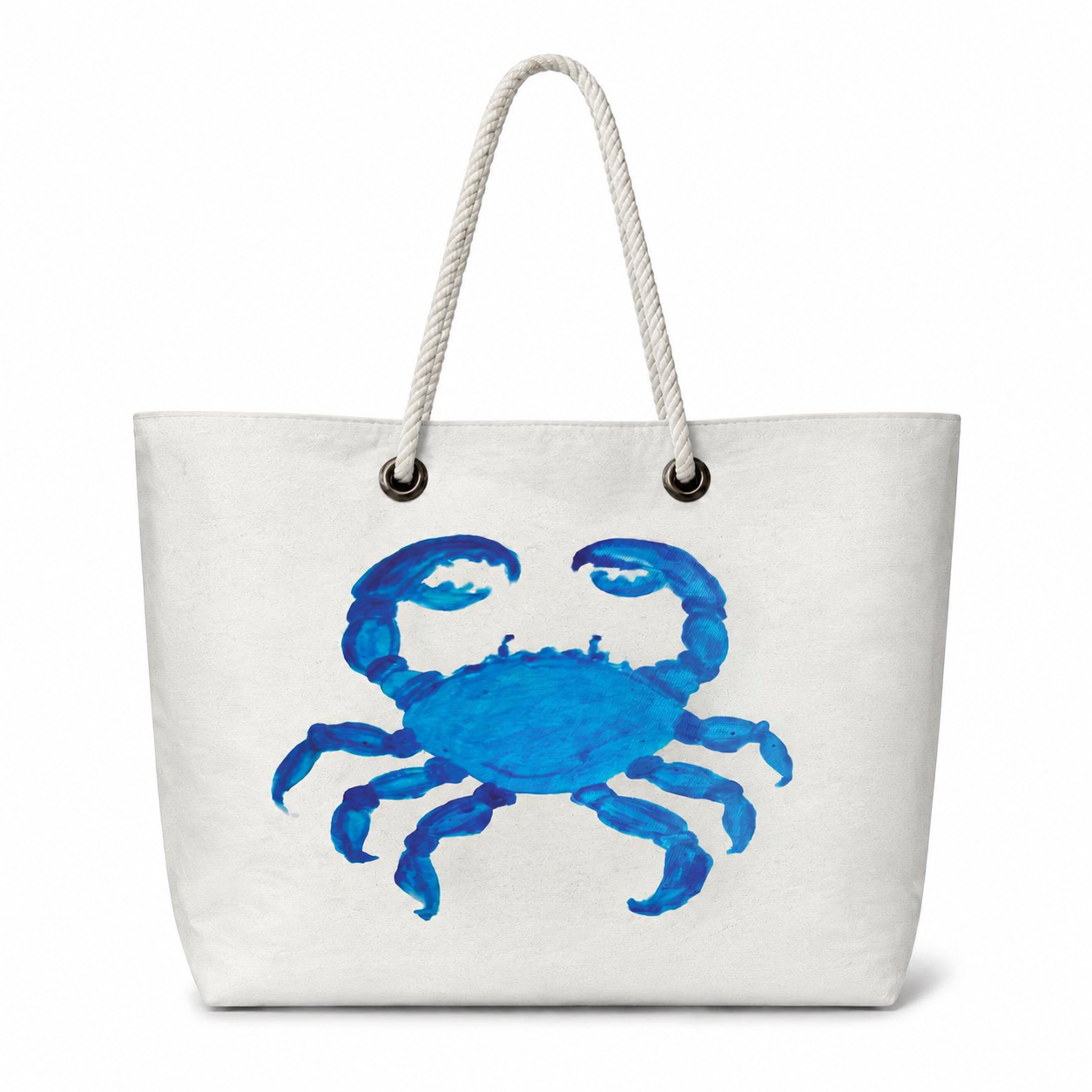 Blue Crab large recycled sail tote with original Florida coastal artwork