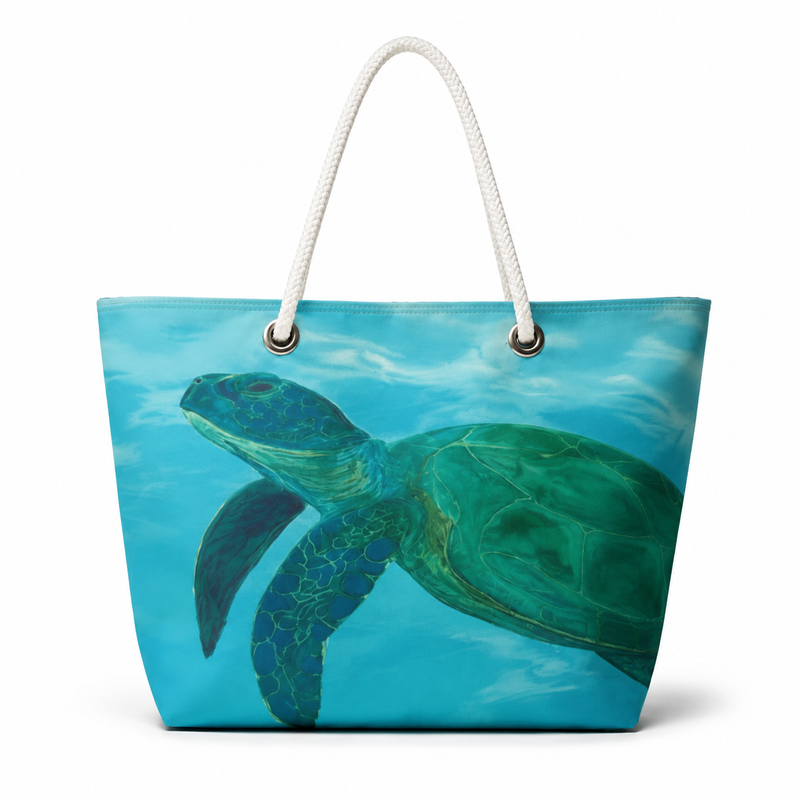 Blue Sea Turtle Recycled Sail Bag | Original Florida Art