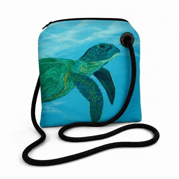 Blue Sea Turtle Recycled Sail Bag | Original Florida Art