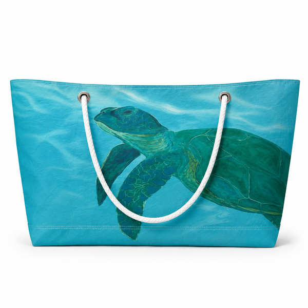 Blue Sea Turtle Recycled Sail Bag | Original Florida Art – XXL