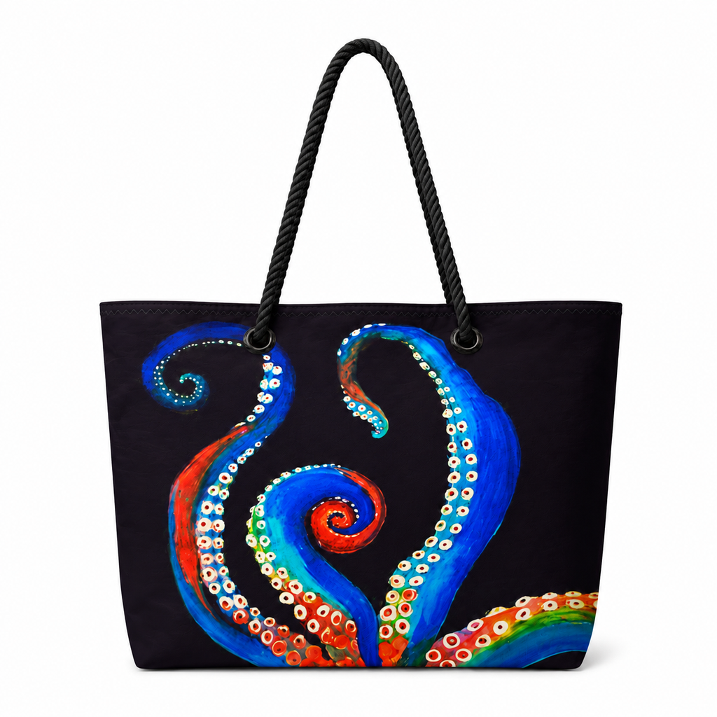 Diggie Octavius large recycled sail tote with original octopus artwork