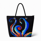 Diggie Octavius medium recycled sail tote with zipper and original octopus artwork