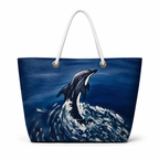 Dolphin large recycled sail tote handcrafted in Florida with original coastal artwork