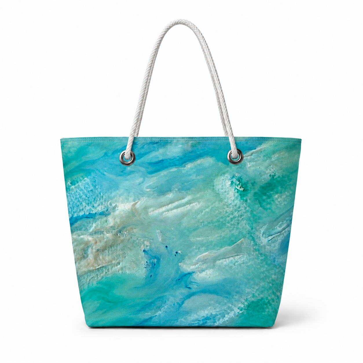 Emerald Ocean medium recycled sail tote with zipper and original Florida coastal artwork