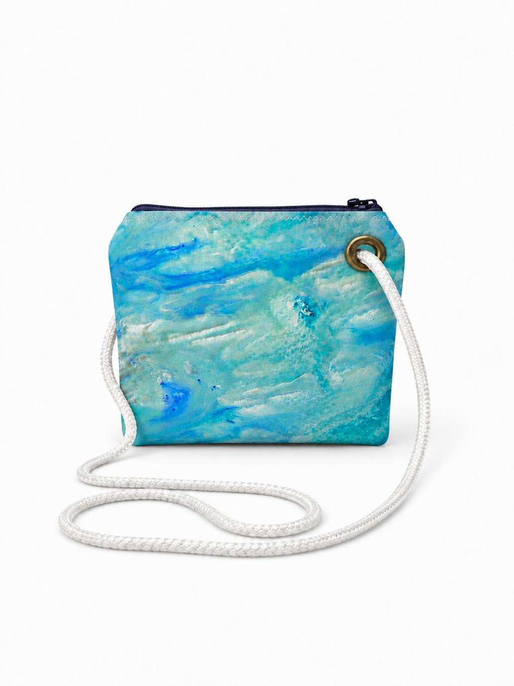 Emerald Ocean recycled sail crossbody bag with original Florida coastal artwork