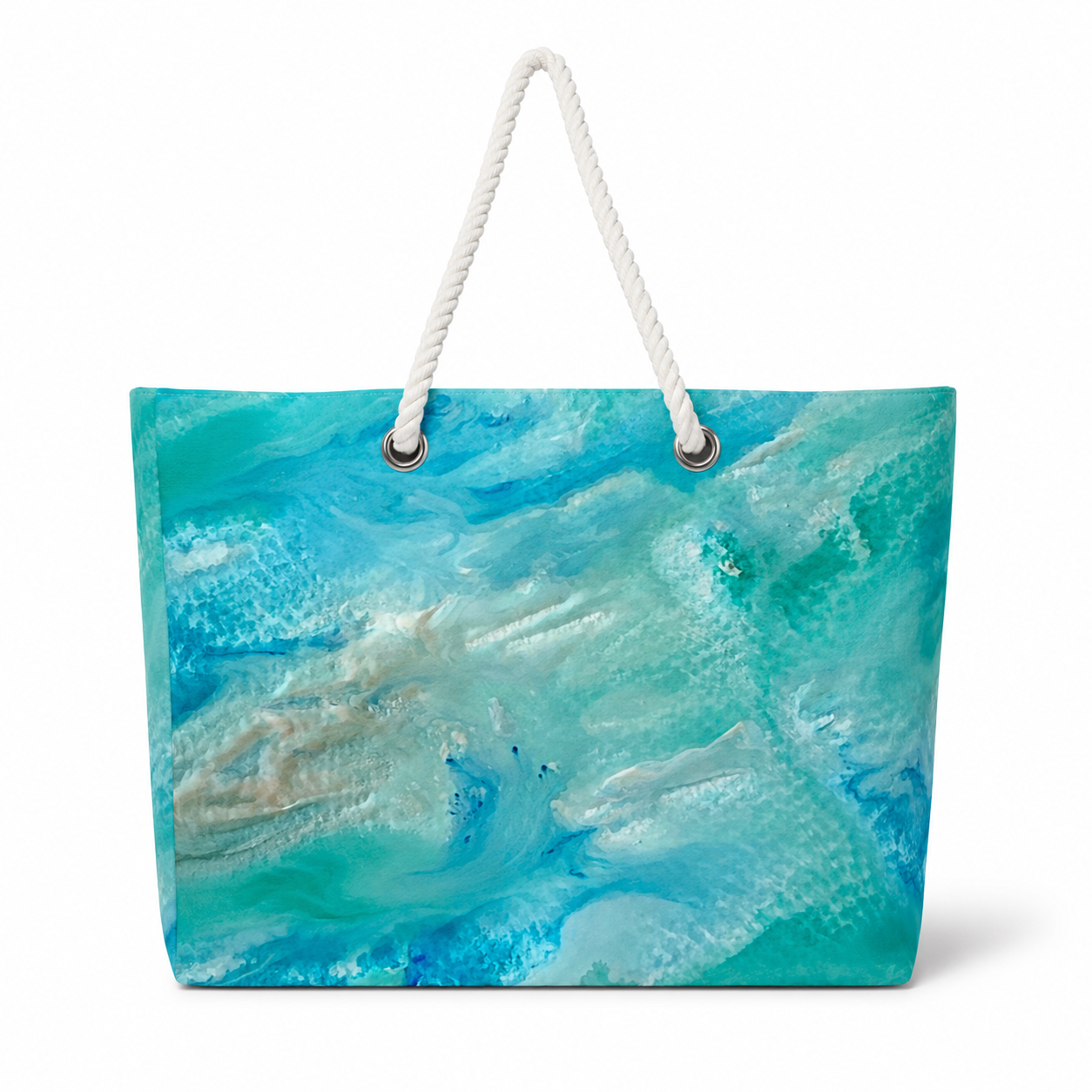Emerald Ocean XL recycled sail tote handcrafted in Florida with original coastal artwork