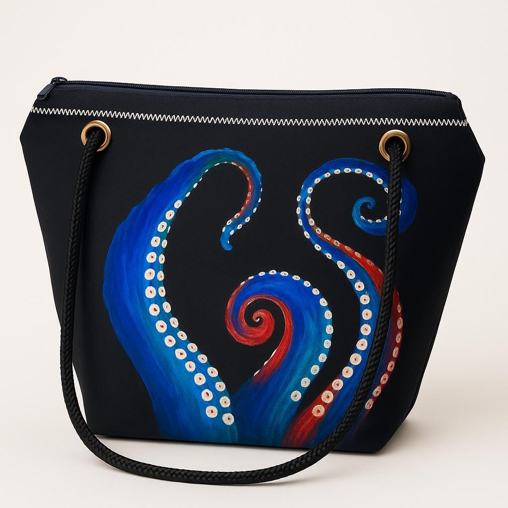Recycled Sail Octavius Octopus Tote Crossbody Wristlet