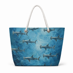 Hammerhead Blue large recycled sail tote with original hammerhead shark artwork