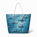 Hammerhead Blue medium recycled sail tote with zipper and original hammerhead shark artwork