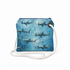 Hammerhead Blue recycled sail crossbody with original hammerhead shark artwork