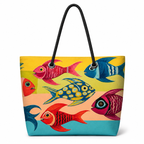 Jen's Fish large recycled sail tote with original Florida coastal fish artwork