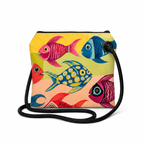 Jen's Fish recycled sail crossbody bag with original Florida coastal fish artwork
