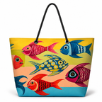 Jen's Fish XL recycled sail tote with original Florida coastal fish artwork
