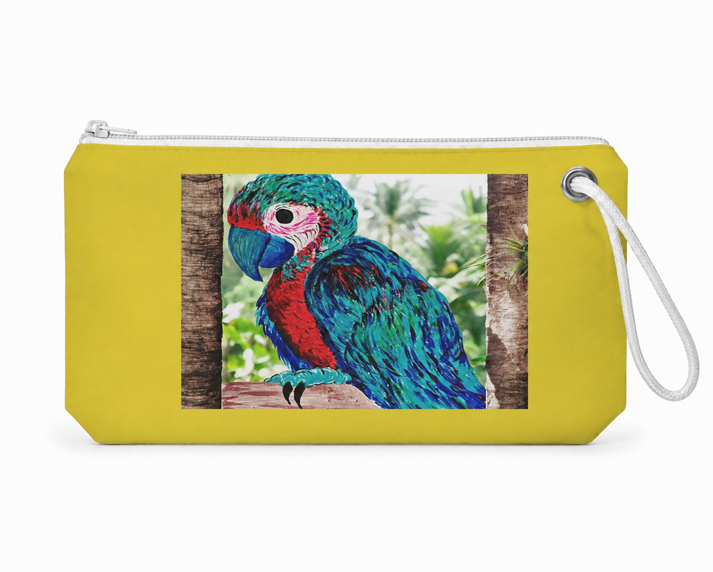 Jimmy Buffett Parrot recycled sail wristlet front