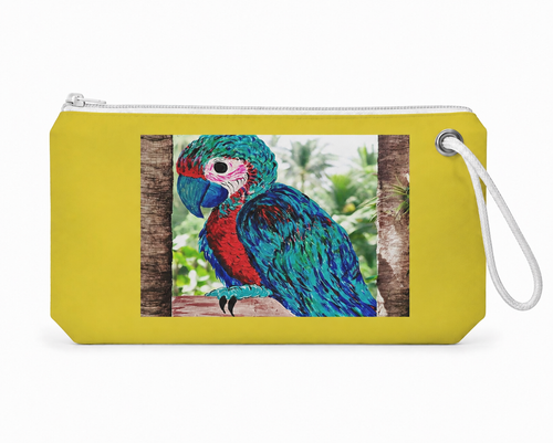 Jimmy Buffett Parrot recycled sail wristlet front