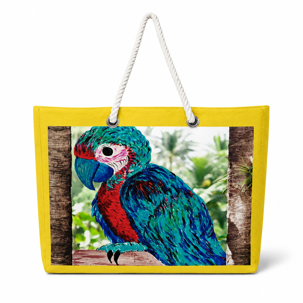 Jimmy Buffett Parrot recycled sail XL tote front
