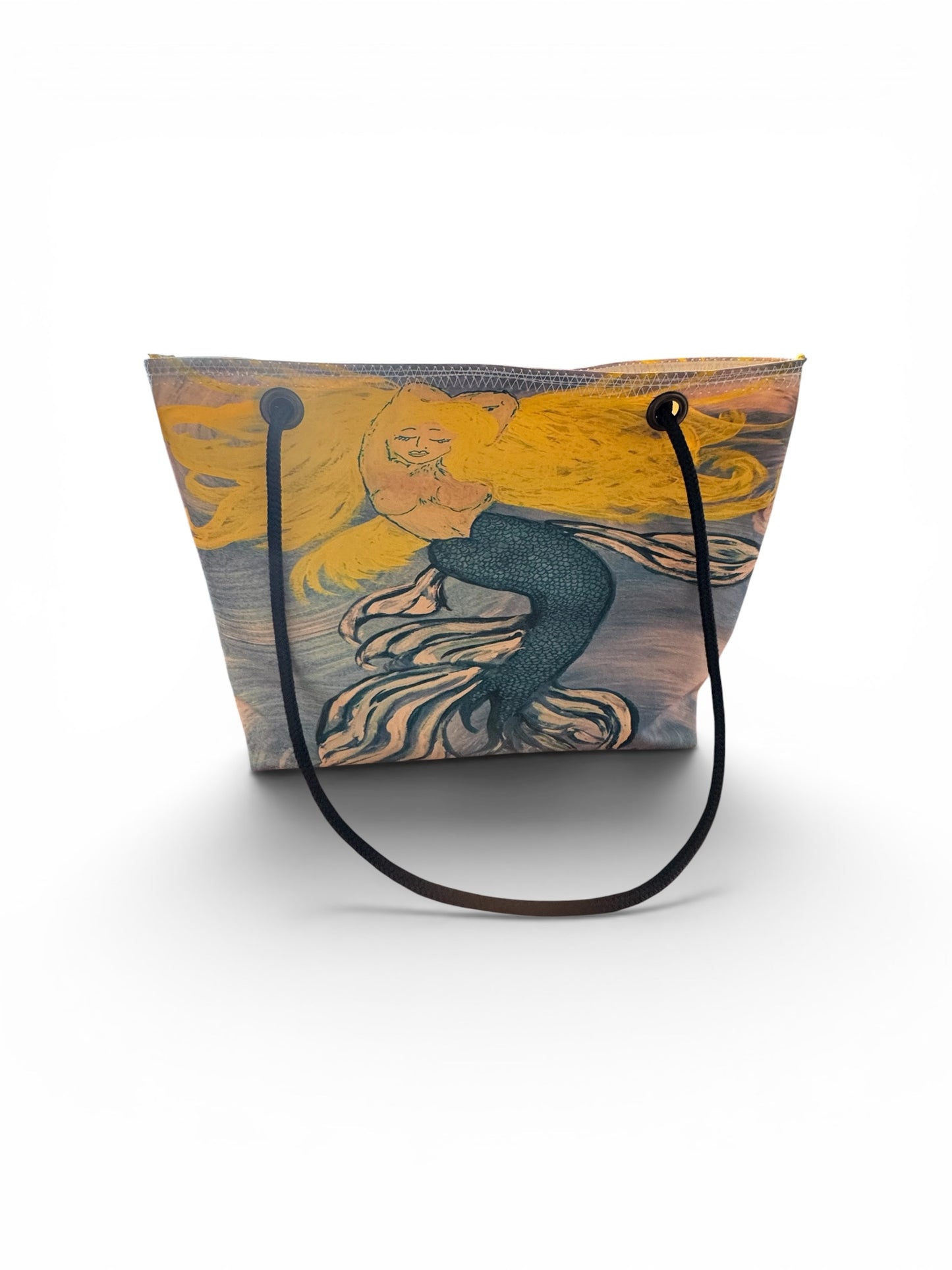 Recycled Sail Original Art Mermaid Tote, Crossbody, Wristlet