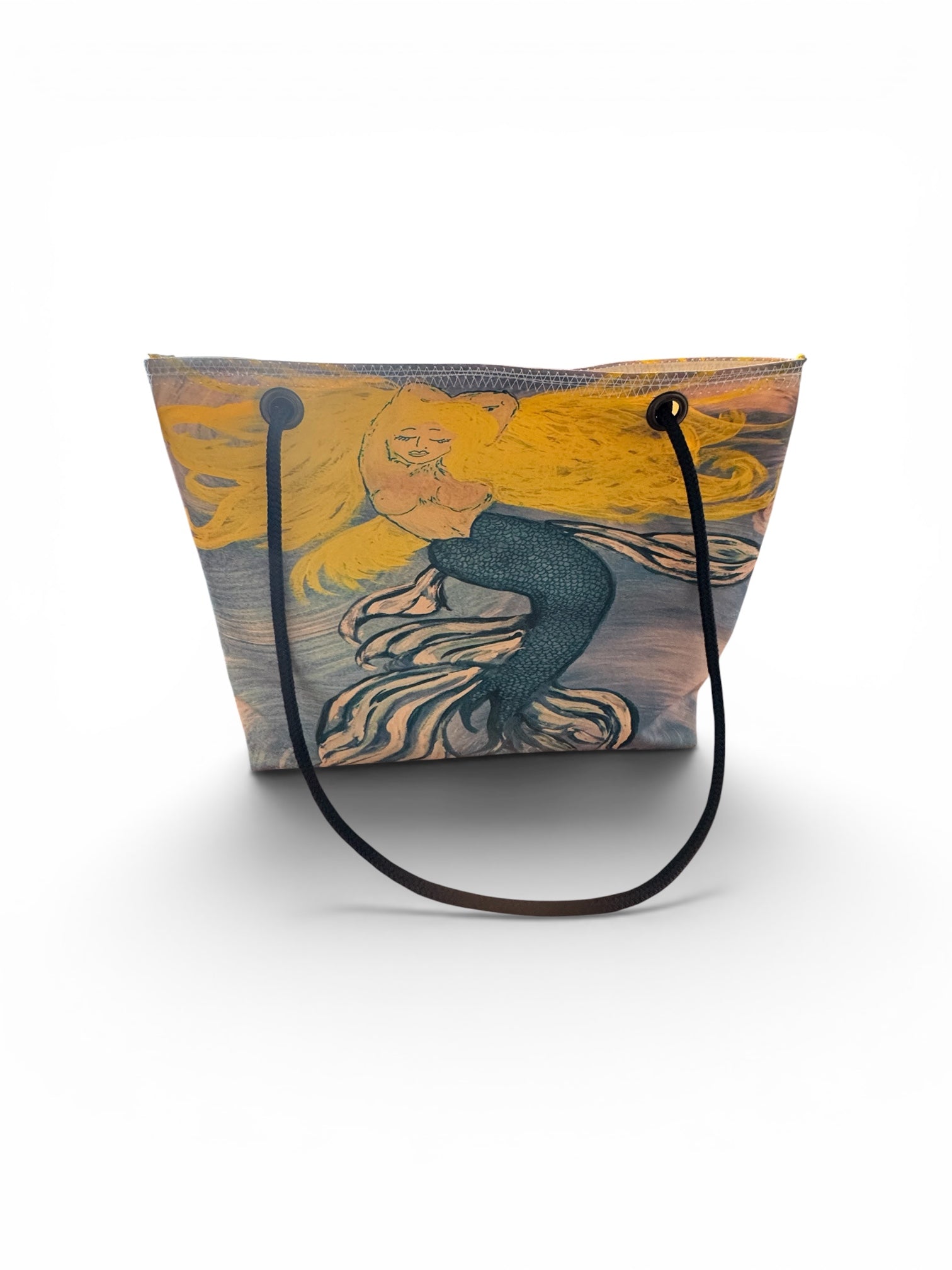Recycled Sail Original Art Mermaid Tote, Crossbody, Wristlet
