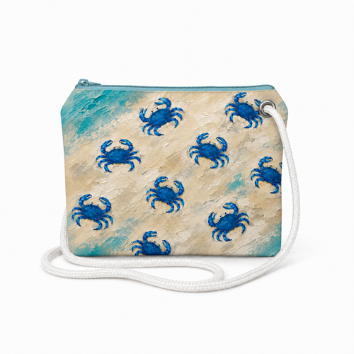 Lots of Blue Crabs recycled sail crossbody bag