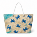 Lots of Blue Crabs large recycled sail tote